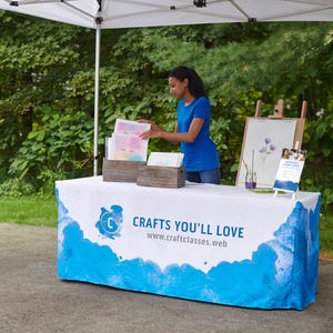 Custom Tablecloth | Personalized Logo Table Cover for Events & Trade Shows | Washable and Reusable