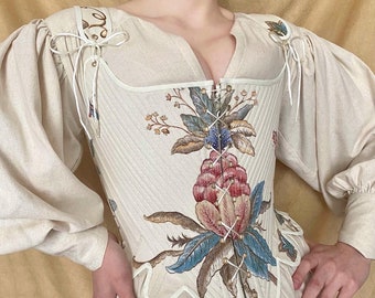 18th Century Stays "Harmony" - Historical Fully-Boned Stays - Reversible Corset - Renaissance - Elizabethan