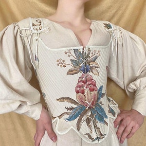 18th Century Stays Harmony Historical Fully-Boned Stays Reversible Corset Renaissance Elizabethan image 1