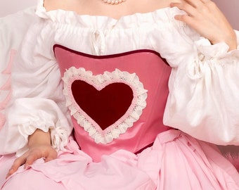 Handmade Ready To Ship Strapless “Heart” Corset  - Modernised 18th Century Style Stays - Reversible Corset - Valentine’s Day