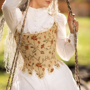 18th Century Style Corset "Grace" - Reversible Midbust Corset - Half-Boned Stays - Renaissance Peasant Bodice - Elizabethan