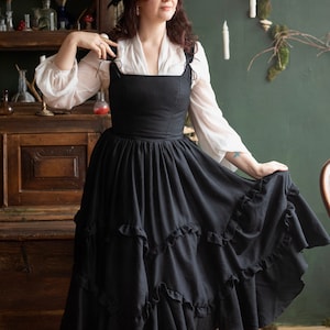 Cottagecore Inspired Corset Dress Marigold 18th Century Inspired Peasant Dress Renaissance Dark Academia woollen/cotton/linen image 1