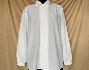Vintage 1980s ivory blouse with exquisite embroidery