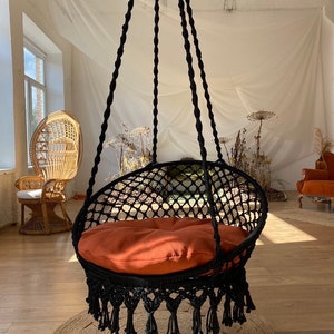 Macrame hanging chair, Adult Swing chair,bedroom hanging chair, indoor swing, porch swing, indoor hammock swing, crochet hammock chair