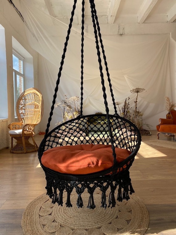 Silla colgante Macrame, silla columpio para adultos, silla colgante de  dormitorio, columpio interior, columpio de porche, columpio de hamaca  interior, silla de hamaca de ganchillo -  México