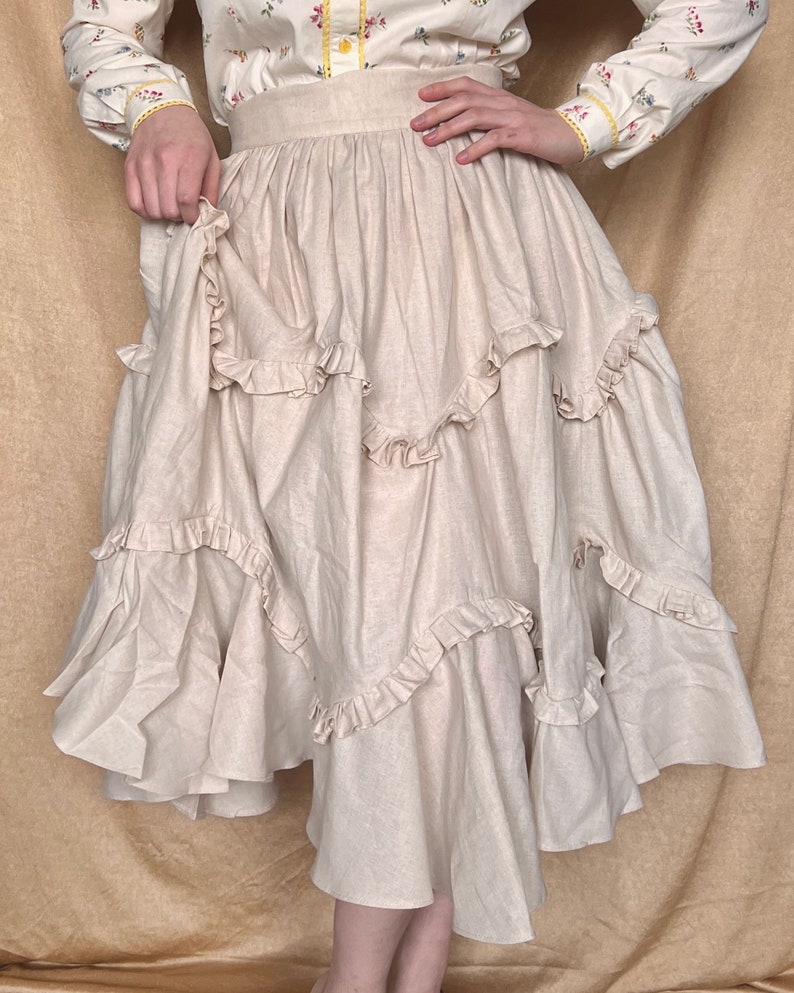 Vintage Inspired Tea-Length Skirt Marigold Designer Skirt With Layered Frills Bohemian Style Skirt image 5