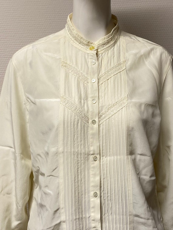 Laura Ashley silk summer blouse - vintage puffy sleev… - Gem