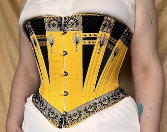 Victorian c.1885 Midbust Corset With Lace Decoration - Copy Of A Met Museum Exibit - Historical Reproduction - Victorian Corset