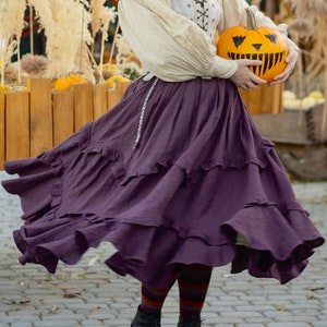 Vintage Inspired Tea-Length Skirt Marigold Designer Skirt With Layered Frills Bohemian Style Skirt image 4