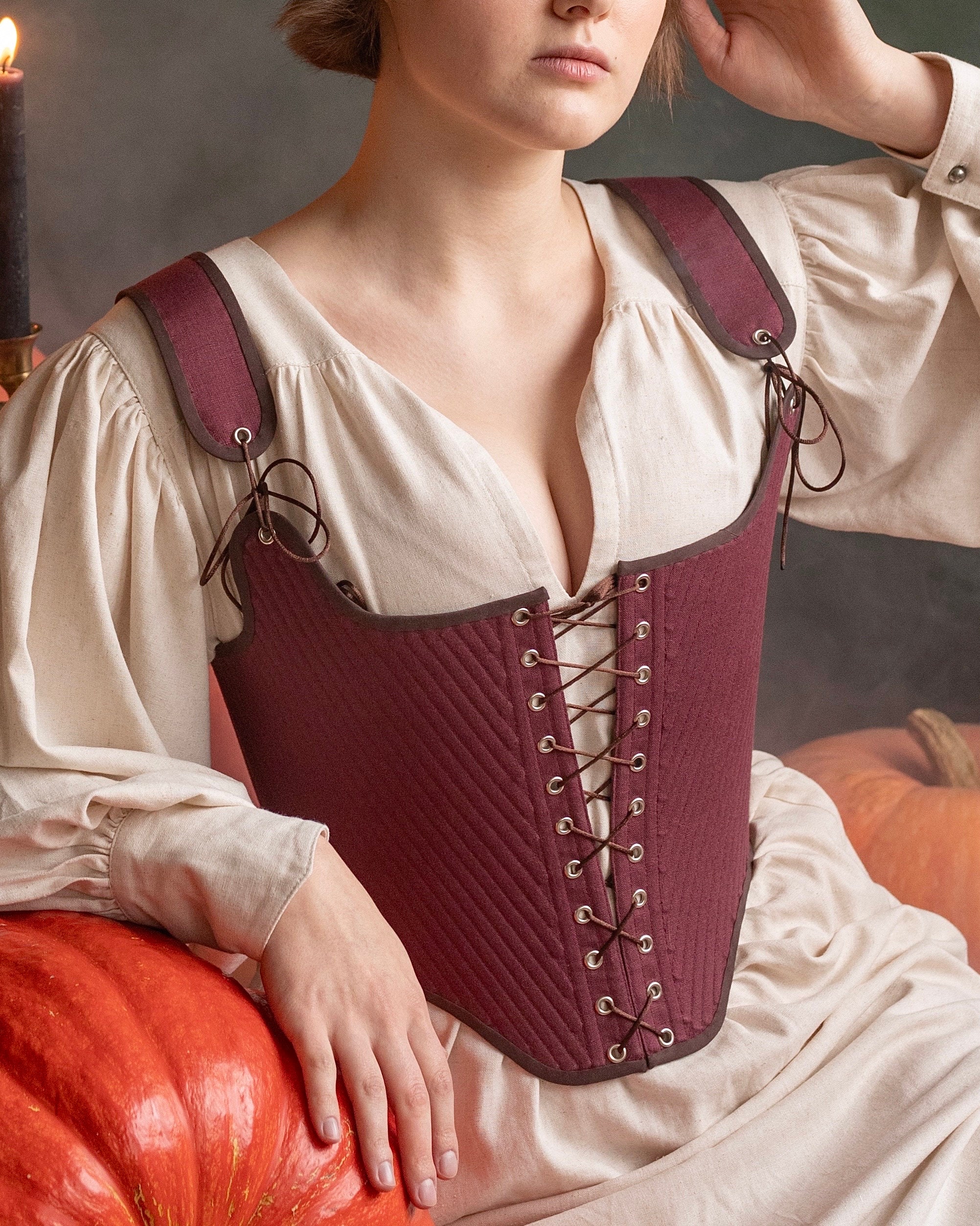 18th Century Inspired Stays "Symmetry" - Historical Corset - Reversible Fully-Boned Stays - Elizabethan - Rococo - Renaissance