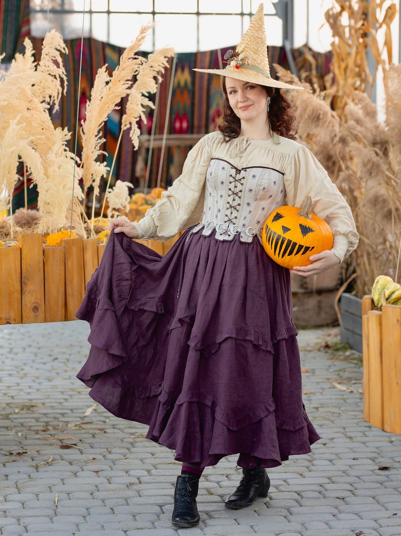 Vintage Inspired Tea-Length Skirt Marigold Designer Skirt With Layered Frills Bohemian Style Skirt image 1