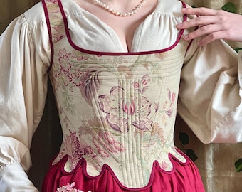 1780s Historical Corset "Modesty": Custom Reversible 18th Century Style Stays