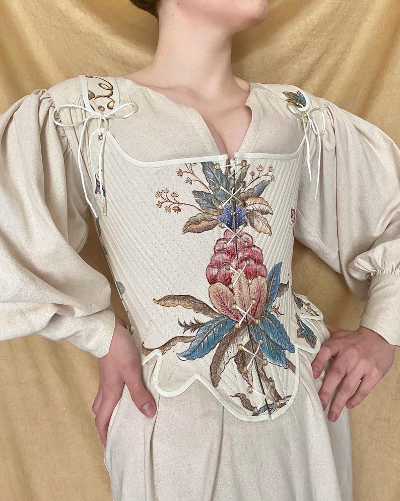 18th Century Stays Harmony Historical Fully-Boned Stays Reversible Corset Renaissance Elizabethan image 1
