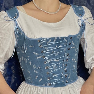 Cropped Peasant Style Corset "Delight" - Reversible Half-Boned Stays - Renaissance Front Closure Bodice - 18th Century Inspired Corset