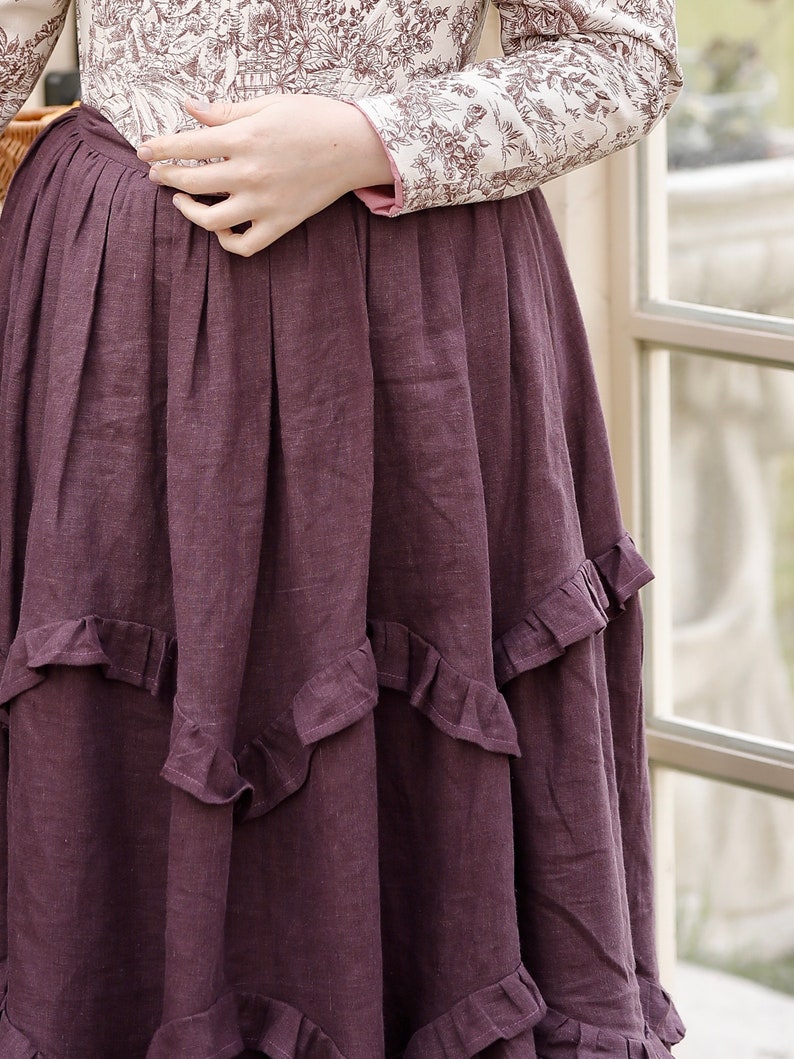 Vintage Inspired Tea-Length Skirt Marigold Designer Skirt With Layered Frills Bohemian Style Skirt image 7