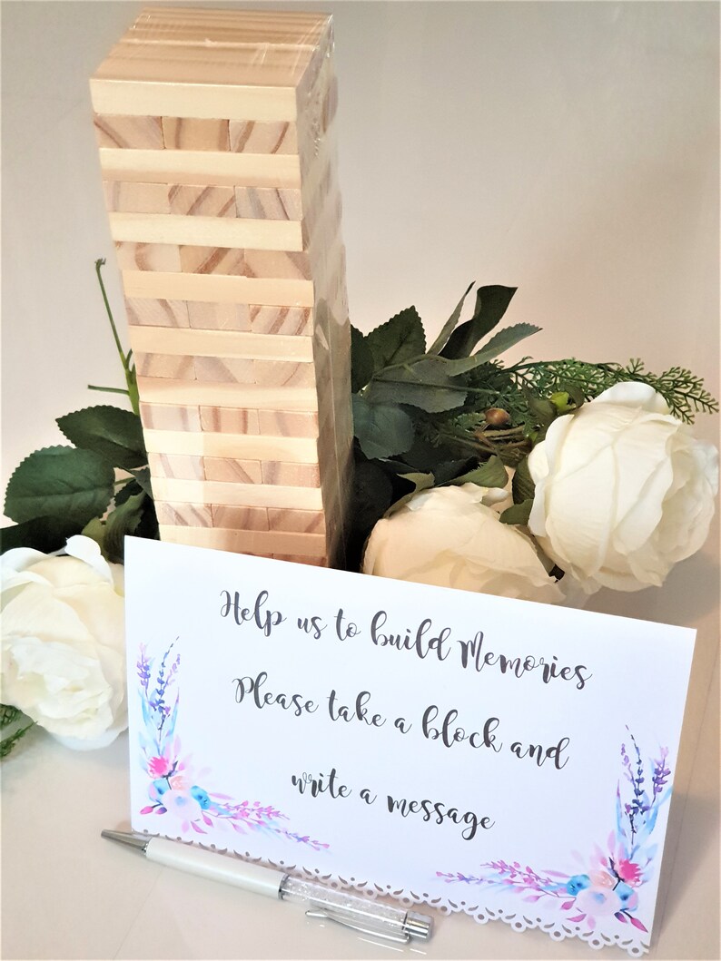 Wedding Jenga Style Blocks 72 Piece Guest Book Etsy UK