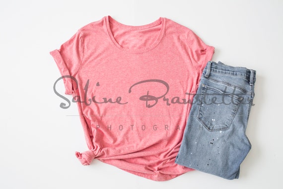 Styled Stock Photography #Bossbabe Mockup File Pink Womens T-Shirt