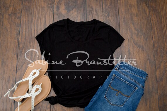 Styled Stock Photography Ellie Mockup File Black Womens T-Shirt Styled Stock Photography Ellie Mockup File Black Womens T-Shirt