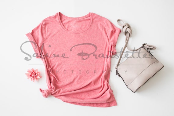 Styled Stock Photography Heather Mockup File Pink Womens T-Shirt Styled Stock Photography Heather Mockup File Pink Womens T-Shirt
