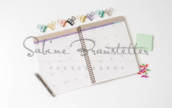 Styled Stock Photography Noted Mockup File Planner Calendar For Sticker