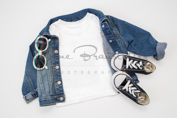 Styled Stock Photography Cutie Mockup File White Toddler T-Shirt