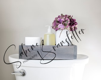 Styled Stock Photography "Sweet Cheeks", Mockup-Digital File, Gray Wood Toilet Paper Holder Storage Box Mockup