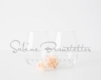 Stemless Wine Glasses Mockup "Lola", Digital JPEG File