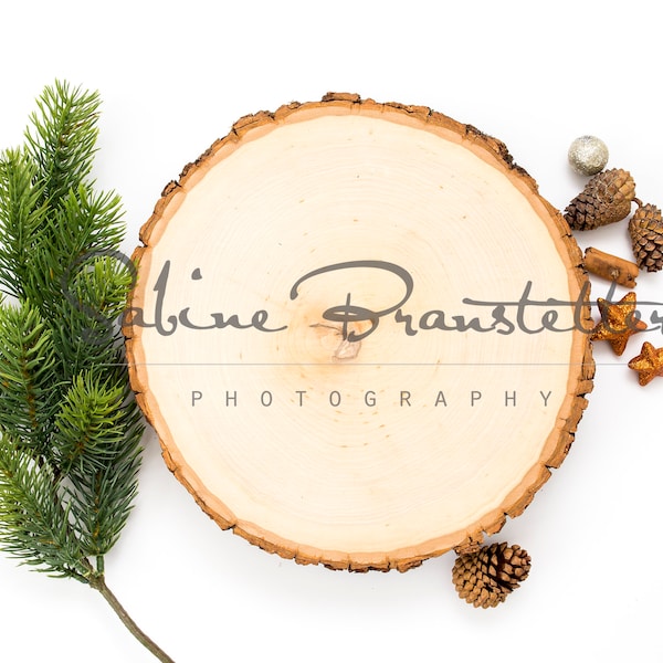 Christmas Wood Slice Mockup "Season Grettings To You", Digital JPEG File