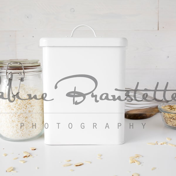 Styled Stock Photography "Baking Time", Mockup-Digital File, White Kitchen Container/Canister, Jar Label Mockup