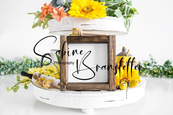 4x4 Rustic Wood Sign On Tier Tray With Beach Decor Farmhouse Photography Mock Up-Digital JPEG File Mockup Carina