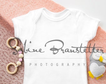 Styled Stock Photography "Twilight Sparkle", Mockup-Digital File, Flat Lay White Baby Girl Newborn Bodysuit Mockup