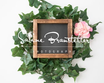 Styled Stock Photography "Anika", Mockup-Digital File, Square Wood Chalk Sign Mockup