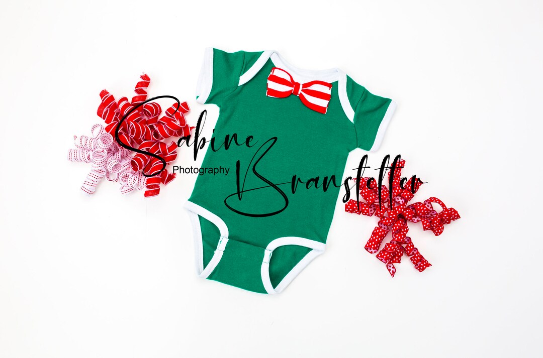 Baby Boy Green Christmas Bodysuit With Bow Tie Rabbit Skins Etsy