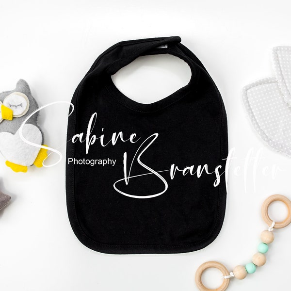 Styled Stock Photography "Messy One", Mockup-Digital File, Black Rabbit Skins Baby Bib Unisex Mockup