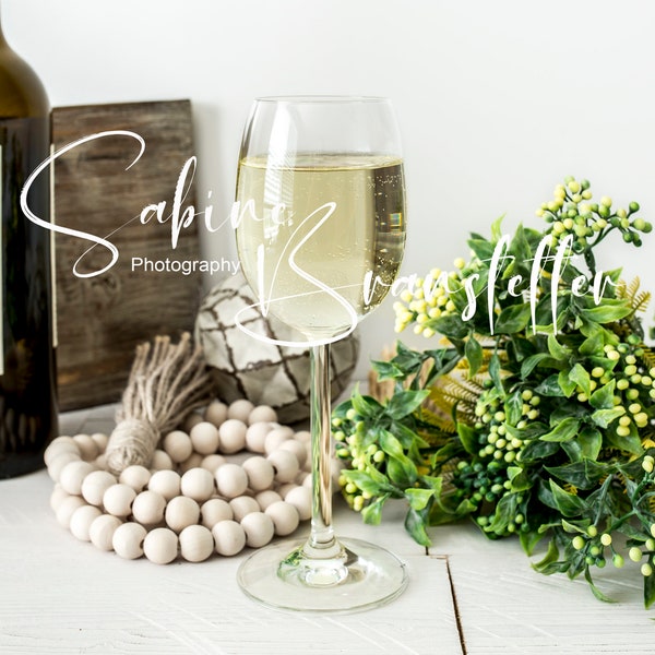 Styled Stock Photography "Fill It Up", Mockup-Digital File, Wine Glass Filled With White Wine, Drinkware Mockup