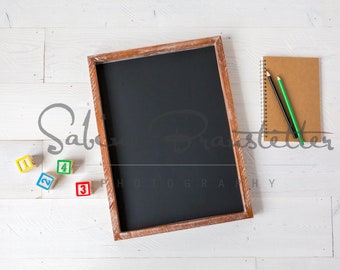 Styled Stock Photography "Teach Me How To Count", Mockup-Digital File, Vertical Rustic Chalkboard Back To School Wood Sign Mockup