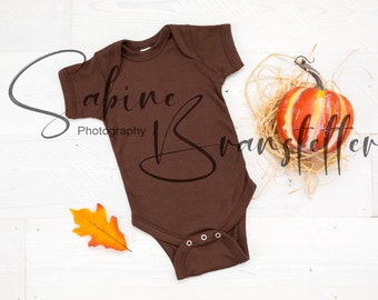 Styled Stock Photography "Pick Of the Patch", Mockup-Digital File, Flat Lay Brown Baby Bodysuit Thanksgiving/Fall Mockup