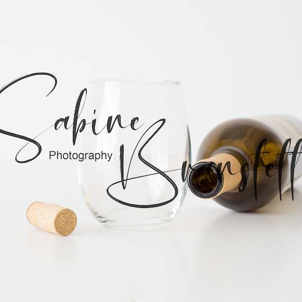 Stemless Wine Glass Mockup "More Vino Please", Digital JPEG File