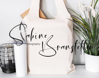 Medium Canvas Tote Bag "Meriah" Mockup, Digital JPEG File