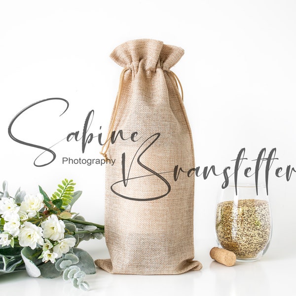 Burlap/Jute Wine Bag Mockup “Pop And Pour” , Digital JPEG File