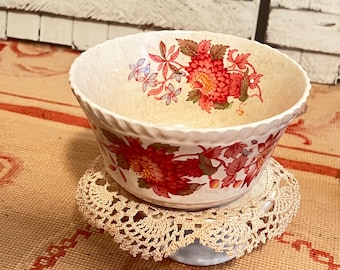 Copeland Spode Cranberry Bowl In “SPODE’S ASTER” or “Red Aster” (Gradoon)  Ironstone transferware bowl. For hutch decor, serving or display.