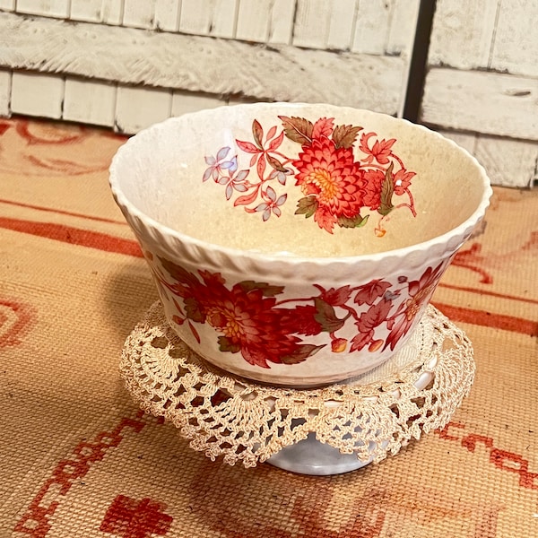 Copeland Spode Cranberry Bowl In “SPODE’S ASTER” or “Red Aster” (Gradoon)  Ironstone transferware bowl. For hutch decor, serving or display.