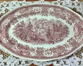 Villeroy & Bosch oval serving platter,  Burgenland pattern  Red transferware Serving dish or tray