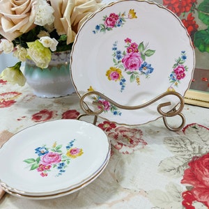 Vintage SCIO HAZEL ironstone by Homer Laughlin, 2 salad plates, 2 bread and butter plates, replacement china for shabby decor