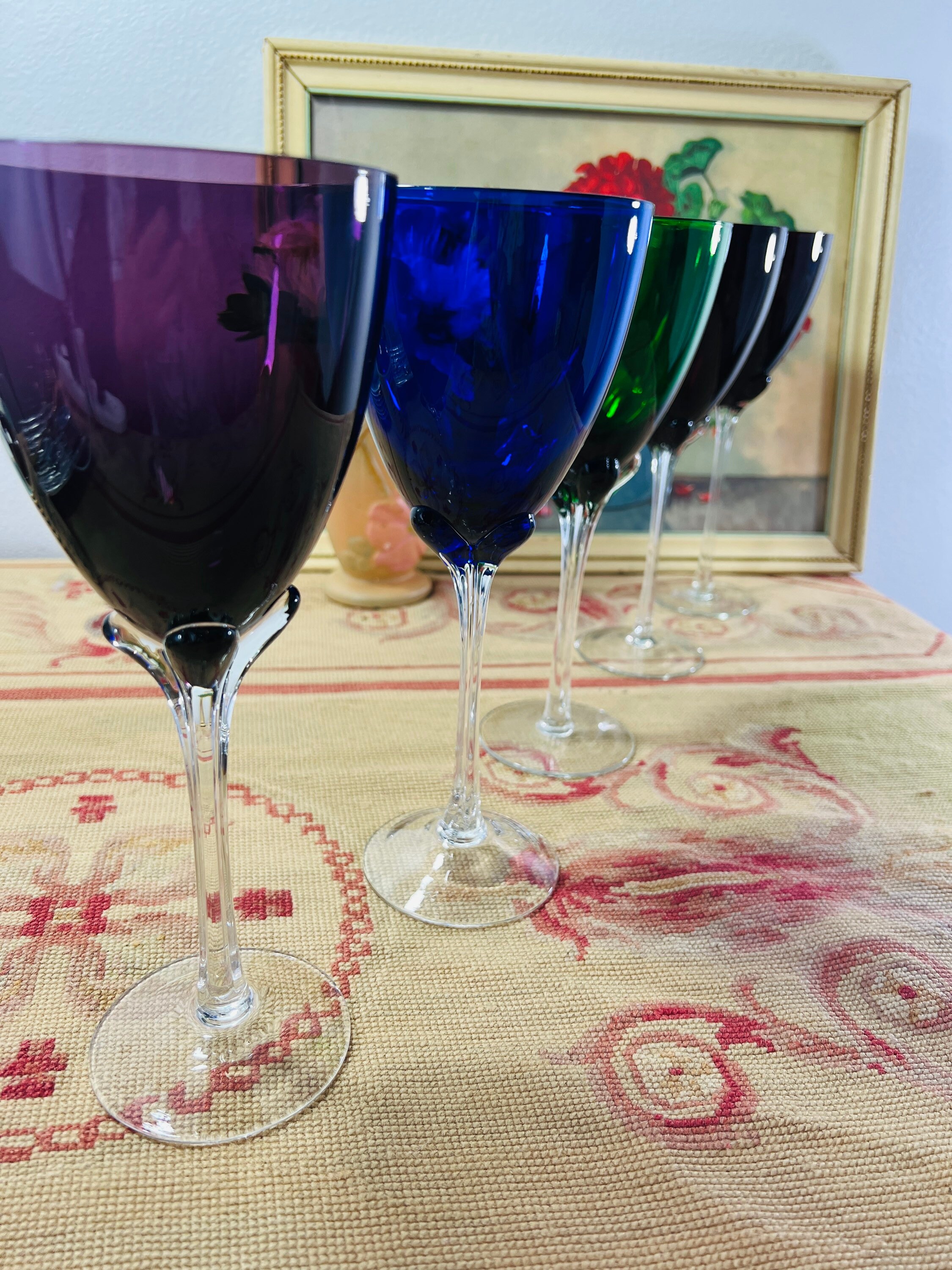 Set of 4 Plum Amethyst Glass 12 oz Tumbler Drinking Glasses - Ruby Lane