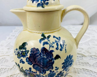 Charlotte pattern jug by Royal Crownford transferware pitcher or jug with lid, perfect shabby farmhouse decor, english ironstone carafe