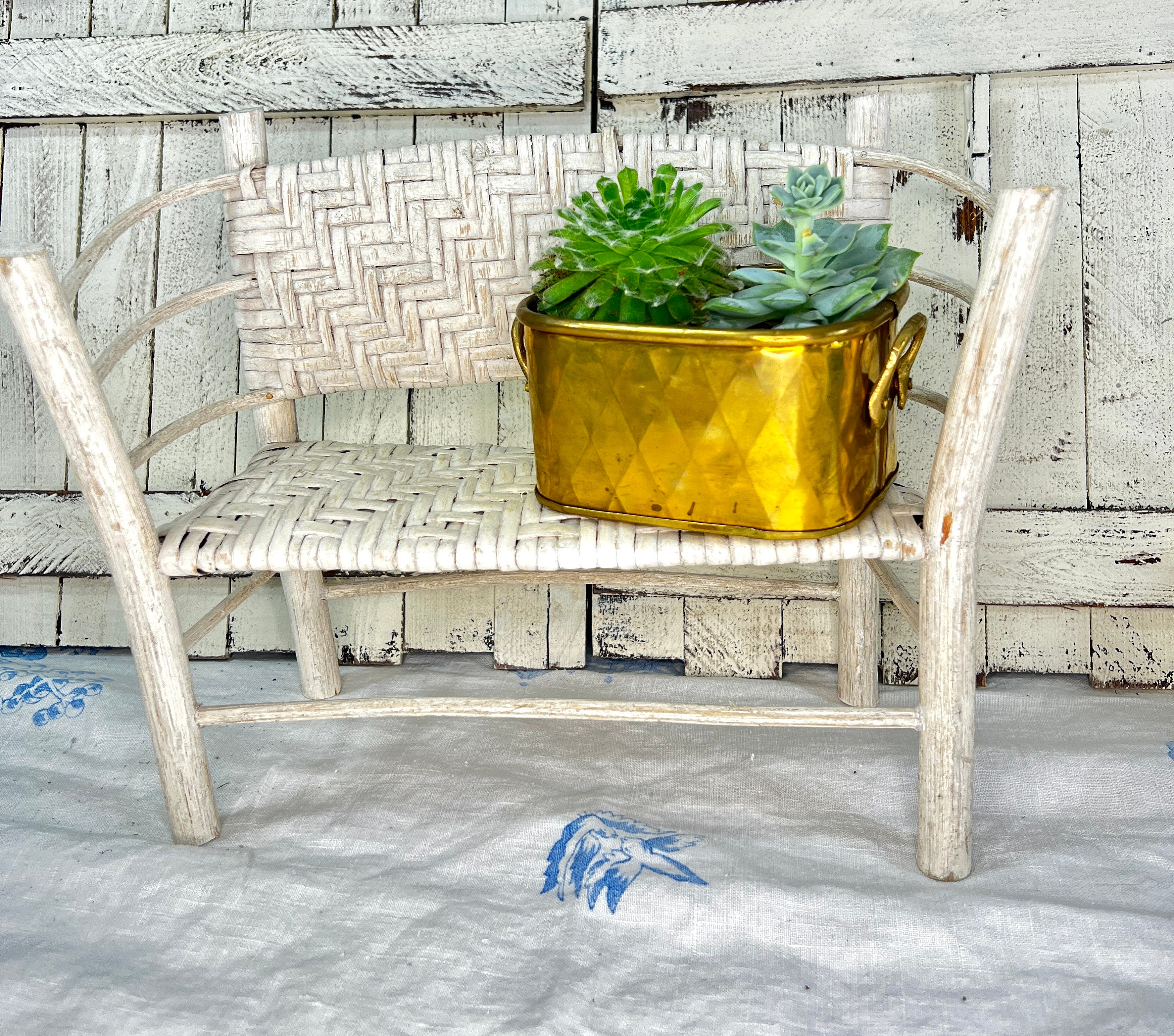 Small wicker bench online