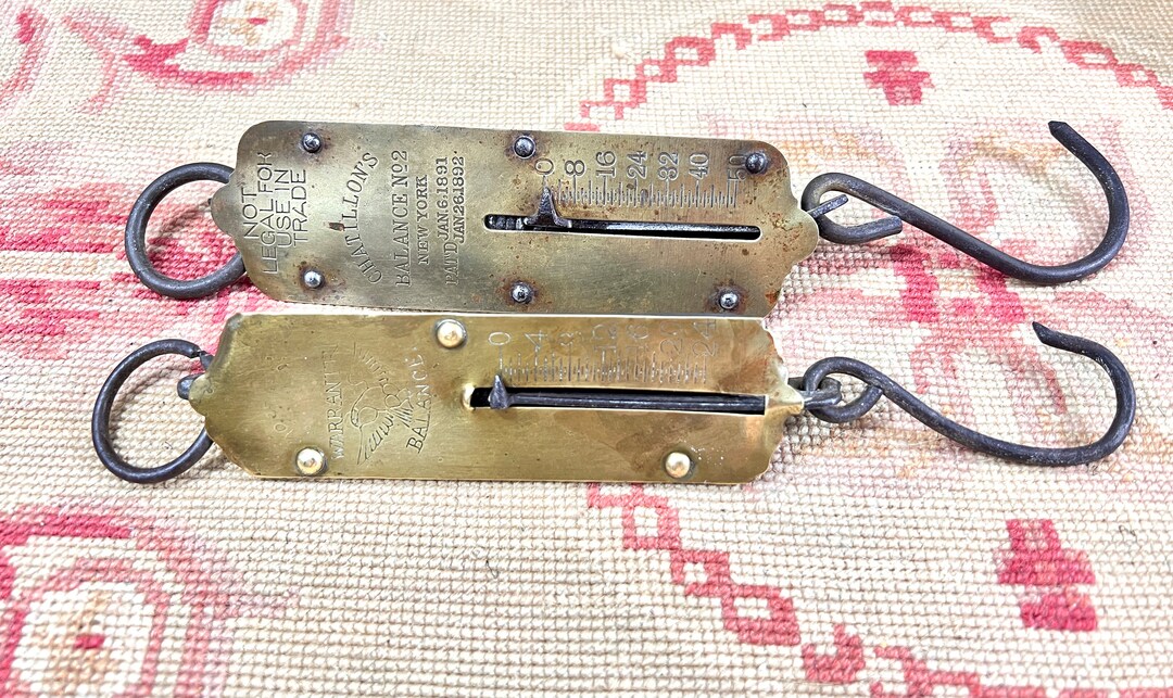 Brass Spring Scale Set of 2antique Brass Hanging Scale Brass - Etsy
