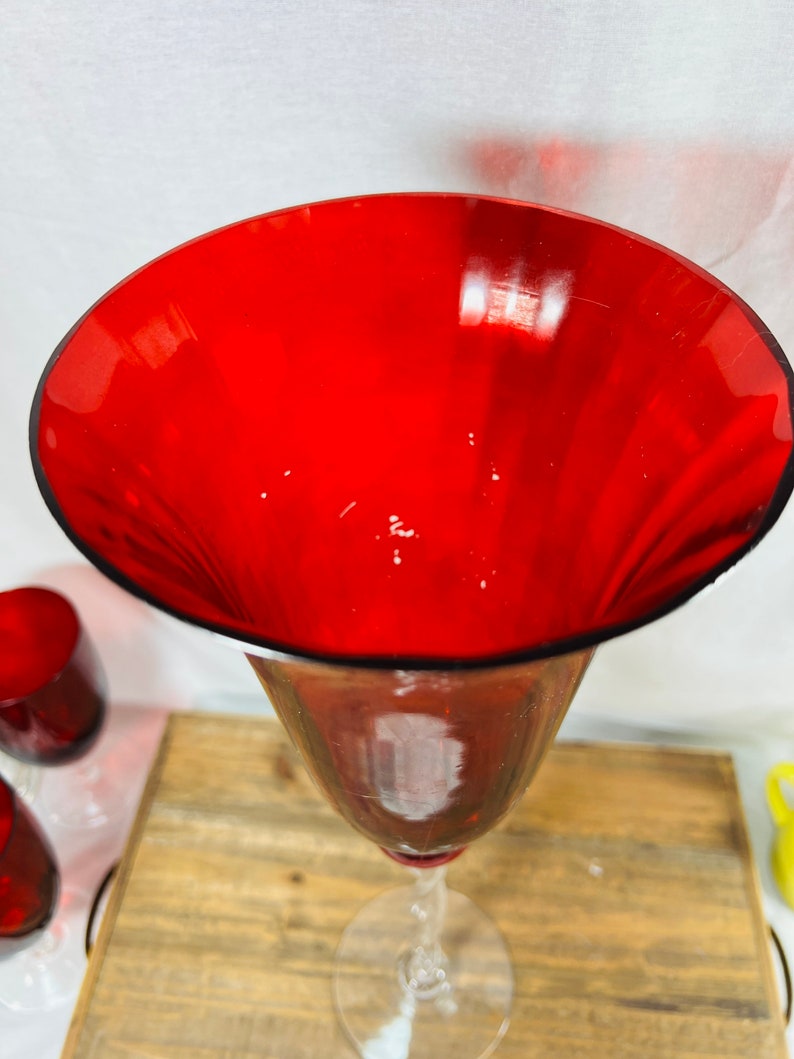 Tall Twisted Stem Red Glass Vase or Candleholder Center Etsy