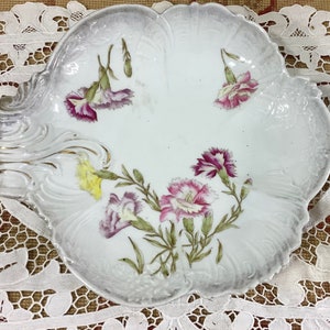 Vintage Porzellanschale Schale Form rosa Nelken Goldrand 24 cm Rand